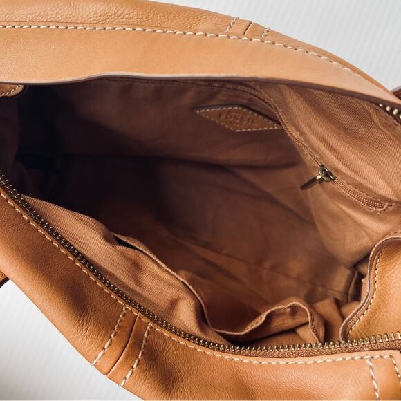 Fossil Emma leather satchel tan purse - Picture 8 of 16